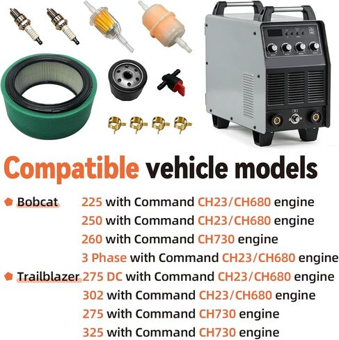 طقم فلتر Tune-Up 230015 مناسب لميلر بوبكات 225 250 260 محرك الغاز تريل بليزر 302 325 محرك يحركه لحام زيت الهواء فلتر الوقود شرارة صيانة ما قبل التنظيف، استبدال 067007 066698 in Kuwait