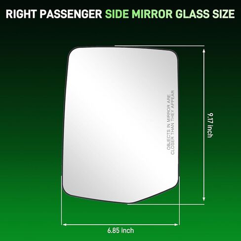 AUTOKAY Right Passenger Side Mirror Glass with Power Heated Fits for Ford F-150 2011 2012 2013 2014, Passenger Side Mirror Exterior Rearview Mirror Replaces 4L3Z-17K707-DA in Kuwait