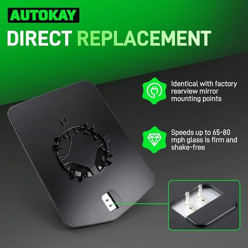 AUTOKAY Right Passenger Side Mirror Glass with Power Heated Fits for Ford F-150 2011 2012 2013 2014, Passenger Side Mirror Exterior Rearview Mirror Replaces 4L3Z-17K707-DA in Kuwait