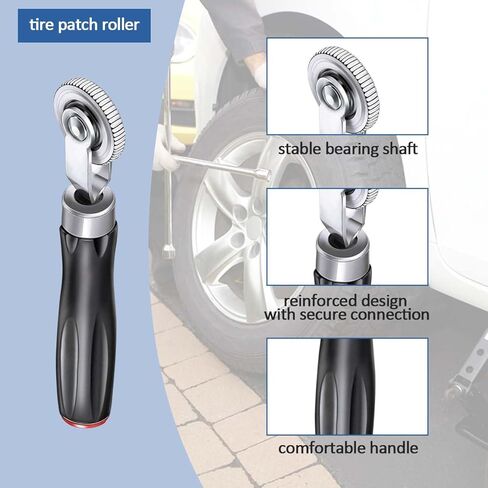 Tire Repair Patch Kit Heavy Duty, 35pcs Tire Repair Tools 42mm Tire Buffing Wheel 32/42/58mm Tire Patches with Tire Patch Roller Inner Liner Scraper for Car Motorcycle Bike Tractors Grinding in Kuwait