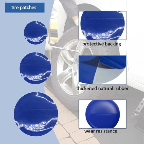 Tire Repair Patch Kit Heavy Duty, 35pcs Tire Repair Tools 42mm Tire Buffing Wheel 32/42/58mm Tire Patches with Tire Patch Roller Inner Liner Scraper for Car Motorcycle Bike Tractors Grinding in Kuwait