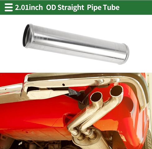 Motoforti 2" Straight Exhaust Pipe Tube T201 Stainless Steel DIY Custom Car Modified Tubing Piping 10" Leg Length with Double Bead Roll Surface Polishing in Kuwait