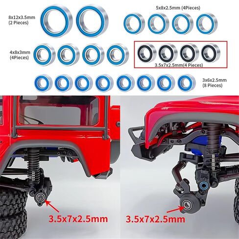 RC Car Parts Compatible with TRX4M for Bronco for Defender 1/18 RC Crawler Car Replacement Parts 22Pcs Sealed Ball Bearing Set in Saudi Arabia