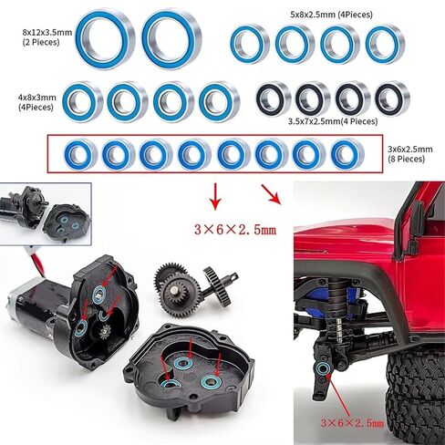 RC Car Parts Compatible with TRX4M for Bronco for Defender 1/18 RC Crawler Car Replacement Parts 22Pcs Sealed Ball Bearing Set in Saudi Arabia
