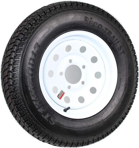 eCustomrim Trailer Tire Rim Assembly ST175/80D13 B78-13 13 Inch Load C 5 Lug White Wheel - 2 Year Warranty w/Roadside in Kuwait