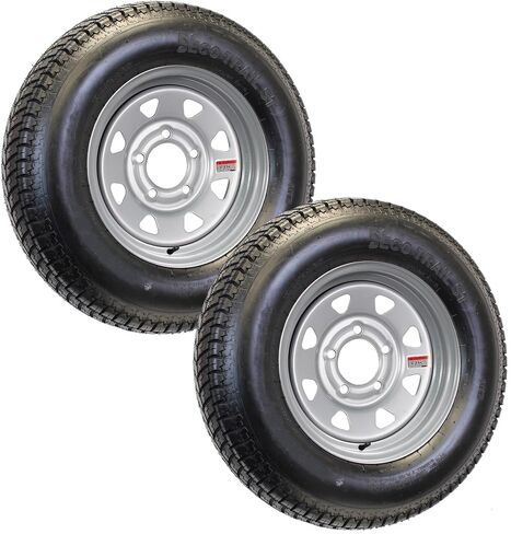 مجموعة إطارات إطارات eCustomrim مكونة من قطعتين ST175/80D13 175/80 13 بوصة تحميل C 5 عجلة رمادية فضية - ضمان لمدة عامين مع جانب الطريق in Kuwait