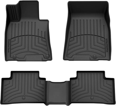 WeatherTech FloorLiner HP Custom Fit Floor Mats for Genesis GV70 1st & 2nd Row (441953-1-2IM), Black in Kuwait