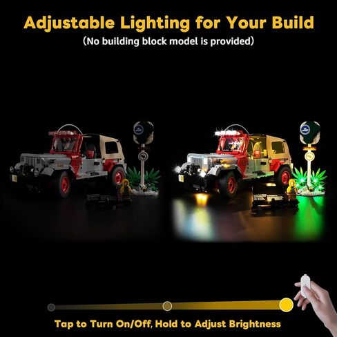 Kyglaring LED Light Kit Compatible with Lego Jurassic Park Jeep Wrangler 77984 Building Set - Upgraded Touch Control & Dimming (Lights Only, Model Not Included) in Kuwait