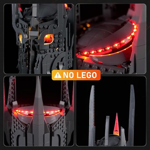ضوء LED LIGHTAILING لأيقونات Lego-11373 سيد الخواتم: خوذة Sauron - سهلة التركيب، أسلاك مخفية، ديكور منزلي وجاهزة للهدايا (النموذج غير متضمن) in Kuwait