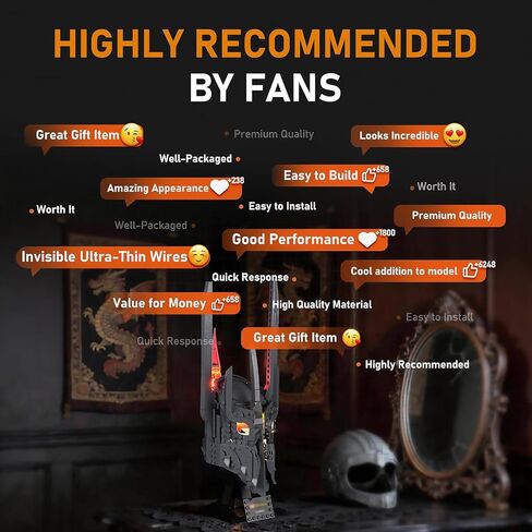 ضوء LED LIGHTAILING لأيقونات Lego-11373 سيد الخواتم: خوذة Sauron - سهلة التركيب، أسلاك مخفية، ديكور منزلي وجاهزة للهدايا (النموذج غير متضمن) in Kuwait