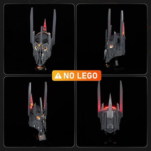 ضوء LED LIGHTAILING لأيقونات Lego-11373 سيد الخواتم: خوذة Sauron - سهلة التركيب، أسلاك مخفية، ديكور منزلي وجاهزة للهدايا (النموذج غير متضمن) in Kuwait