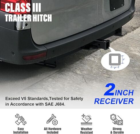 APS Rear Trailer Hitch, 2 inch Towing Hitch Receiver Class 3 Hitch Cover Included Compatible with Mercedes-Benz Sprinter 2500 3500 2010-2026 in Kuwait
