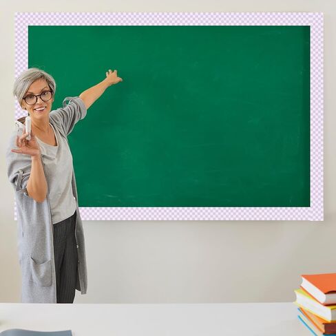 Tenceur 6 Rolls 196.8 ft Pastel Checkerboard Bulletin Board Borders Checkerboard Classroom Decorations Pastel Straight Border Trims for Back to School Classroom Wall Windows Chalkboard Decor in Kuwait
