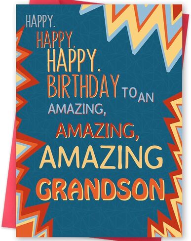 Missonemi Grandson Birthday Card, Birthday Card Gift for Grandson from Grandfather Grandmother in Saudi Arabia