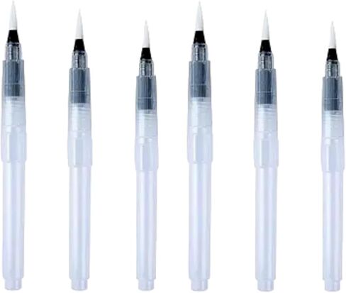 6Pcs Water Brush Pens Set Refillable Watercolor Pen Brush 3 Sizes Brush Tips for Blending Colors Creating Shades Watercolor Set Kids Adults Artist Professional, Art Paintbrush Sets in Kuwait