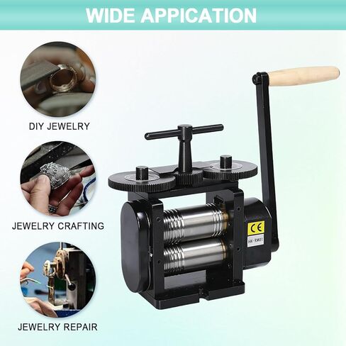 Rolling Mill for Jewelry, 110MM Width, 3-in-1 Manual Roller Mill Machine with Hand Crank, for Metal Stretching, Wire Shaping, Printing Embossing Patterns Textures in Saudi Arabia