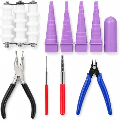 TANJIN Wire Wrapping Set Metal Wire Straightener Coil Jig Tool Quilling Tool Paper Crimper Jaw Pliers Cutting Tweezers Jump Rings Beading Jewelry Forming Shaping Mandrel 9PCS in Saudi Arabia