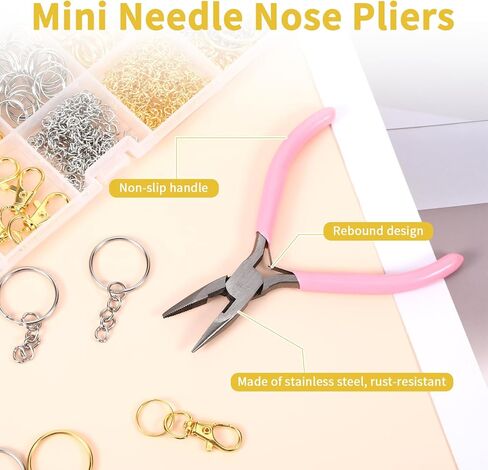 NYTGAH 969PCS Keychain Making Kit,Gold and Silver Key Chain Making Kit with Mini Needle Nose Pliers Keychain Clips, Key Rings, Lobster Claw Clasps, Metal Jewelry Bracelet Handmaking Supplies in Saudi Arabia