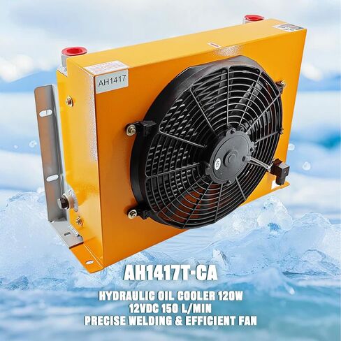 AH1417T-CA Fan Hydraulic Oil Cooler 12VDC 120W 150 L/min, Low Noise and Power Usage fans, designed for efficient air-cooled heat dissipation in machinery, Precise Welding & Efficient Fan in Saudi Arabia