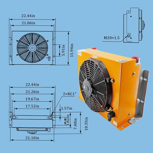 AH1417T-CA Fan Hydraulic Oil Cooler 12VDC 120W 150 L/min, Low Noise and Power Usage fans, designed for efficient air-cooled heat dissipation in machinery, Precise Welding & Efficient Fan in Saudi Arabia