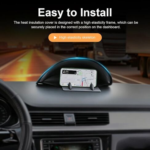 Car Phone Sun Shade, Sun Blocking Anti-glare Navigation Shield, Heat Shield Blocking Dashboard Protection Cover, Universal Foldable Cover for Most Cars SUVs Trucks (Black) in Saudi Arabia