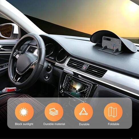 Car Phone Sun Shade, Sun Blocking Anti-glare Navigation Shield, Heat Shield Blocking Dashboard Protection Cover, Universal Foldable Cover for Most Cars SUVs Trucks (Black) in Saudi Arabia