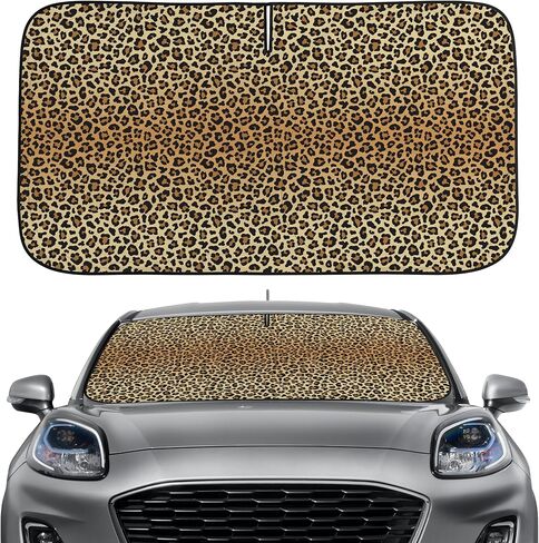 Black Leopard Windshield Sun Shade Funny Car Shades for Front Windows Foldable Blocks Heat and UV Rays Sun Visor Protector Sunshade for Car Truck SUV (Black Leopard, 55.1''L x 27.5''W) in Kuwait