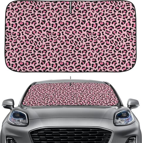 Black Leopard Windshield Sun Shade Funny Car Shades for Front Windows Foldable Blocks Heat and UV Rays Sun Visor Protector Sunshade for Car Truck SUV (Black Leopard, 55.1''L x 27.5''W) in Kuwait