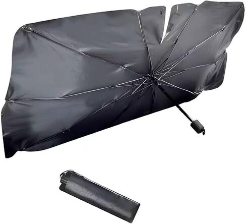 Car Windshield Sun Shade Umbrella, Heat Insulation & Sun Reflective Shield, Telescopic Quick Setup Front Window Sunshade, Universal Portable Cover for Most Vehicles (Silver) in Kuwait