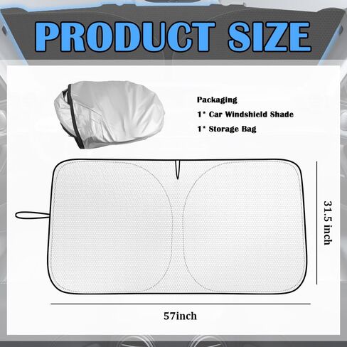 2026 Upgraded Thickened Car Windshield Sun Shade with Soccer Plaid Design,Foldable Sun Shade for Car Windshield with Storage Bag,57"x31.5" Portable Sunshade for Cars Windshields in Saudi Arabia