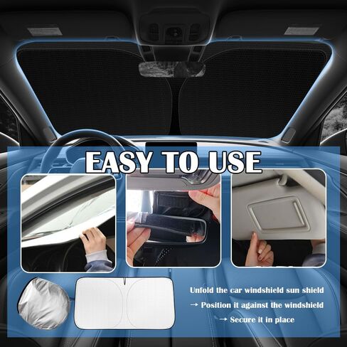 2026 Upgraded Thickened Car Windshield Sun Shade with Soccer Plaid Design,Foldable Sun Shade for Car Windshield with Storage Bag,57"x31.5" Portable Sunshade for Cars Windshields in Saudi Arabia