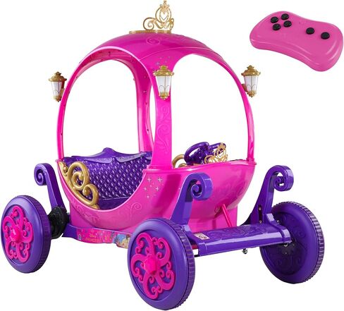 Disney Princess 24V Ride On Carriage, Pink & Purple Electric Ride On Car for Girls Ages 3–6, 2 Seater Kids Ride On Toy with Parent Remote Control, 4.5 MPH Battery Powered Car in Kuwait