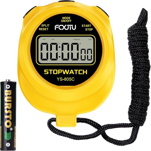 FCXJTU Sports Simple Stopwatch, Digital Single Lap/Split Memory Stopwatch Countdown Timer, On/Off, AAA Battery(Included), Child Friendly for Training Kids Coaches Yellow in Saudi Arabia