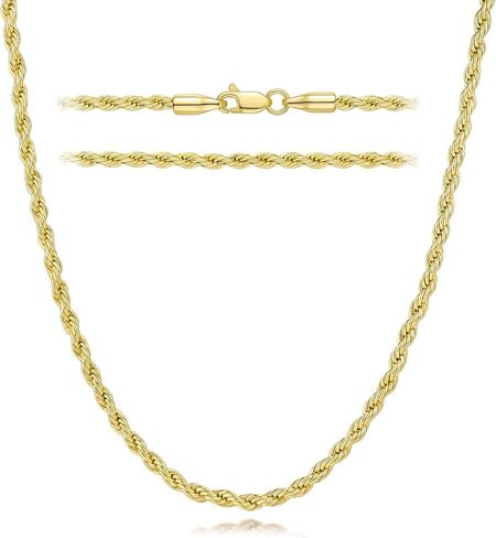 14K Gold Necklaces for Women 14K Gold Chain for Women Chain Necklace for Men Timeless yet Classic Rope Chains Design Chains for Womens Necklace 16/18/20/22/24/26in in Saudi Arabia
