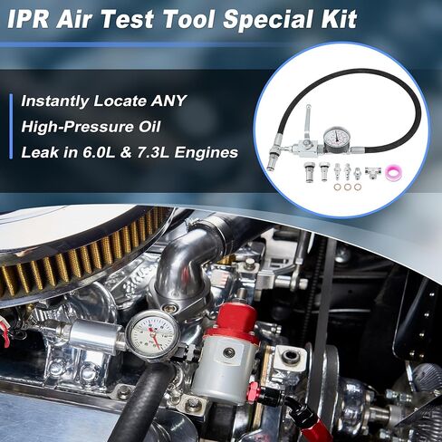 IPR Air Test Tool Special Kit for Ford 6.0L 7.3L for Powerstroke Diesel Engines High Pressure Oil System Leak Detection Tool Set W/Adapter Fittings/O-Rings/Shutoff Valve/Gauge in Saudi Arabia