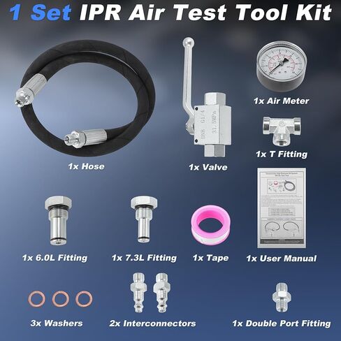IPR Air Test Tool Special Kit for Ford 6.0L 7.3L for Powerstroke Diesel Engines High Pressure Oil System Leak Detection Tool Set W/Adapter Fittings/O-Rings/Shutoff Valve/Gauge in Saudi Arabia