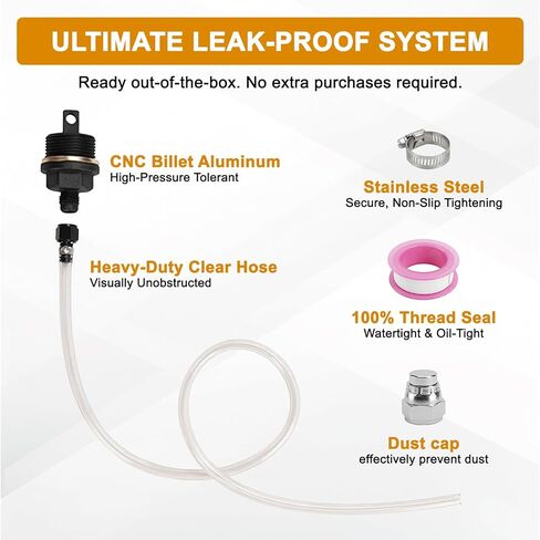6492-10 Engine Oil Priming Adapter Compatible with Detroit Diesel DD13 & DD15, Includes Clear Hose, Sealing Tape and Dust Cover to Prevent Dry Starts in Saudi Arabia