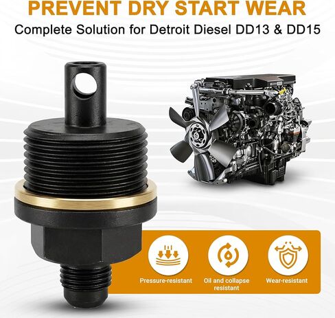 6492-10 Engine Oil Priming Adapter Compatible with Detroit Diesel DD13 & DD15, Includes Clear Hose, Sealing Tape and Dust Cover to Prevent Dry Starts in Saudi Arabia