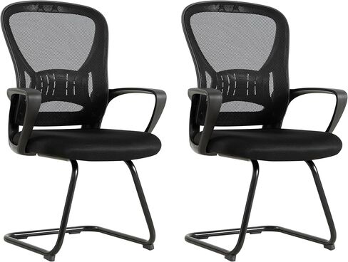 Okeysen Waiting Room Guest Chairs Set of 4, Mesh Mid Back Office Reception Chair with Arms, Office Desk Chair with Sled Base No Wheels, for Office Meeting, Conference Room, Waiting Area, Lobby in Saudi Arabia