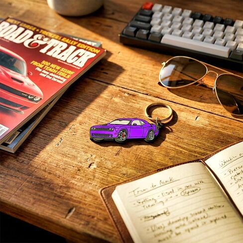 Vintage Ltd. Keychain Inspired by Dodge Challenger– Soft Durable Key Fob Accessory – Gift for Dodge Fans (Plum Crazy Purple) in Saudi Arabia