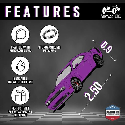 Vintage Ltd. Keychain Inspired by Dodge Challenger– Soft Durable Key Fob Accessory – Gift for Dodge Fans (Plum Crazy Purple) in Saudi Arabia