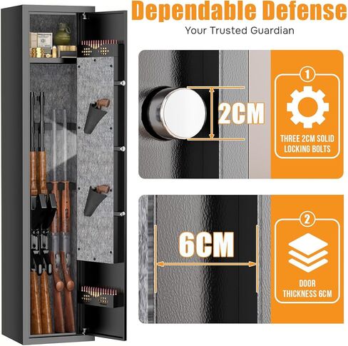 [No Assembly Required]4-8 Fingerprint Gun Safe for Rifles and Pistols,Gun Safes for Rifle and Password Lock, Gun Cabinet for Home with Adjustable Gun Rack, Biometric Long Gun Safe, 52" High in Saudi Arabia