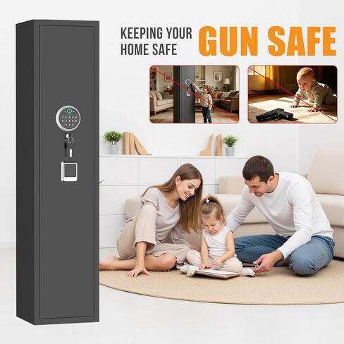 [No Assembly Required]4-8 Fingerprint Gun Safe for Rifles and Pistols,Gun Safes for Rifle and Password Lock, Gun Cabinet for Home with Adjustable Gun Rack, Biometric Long Gun Safe, 52" High in Saudi Arabia
