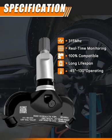 نظام مراقبة ضغط الإطارات بمستشعر TPMS 315 ميجاهرتز مبرمج مسبقًا لـ: -Honda Civic 2008-2013، CR-Z، Element، Fit، Insight، Odyssey 2011-2016، استبدال # 42753TR3A81 (4 عبوات) in Kuwait
