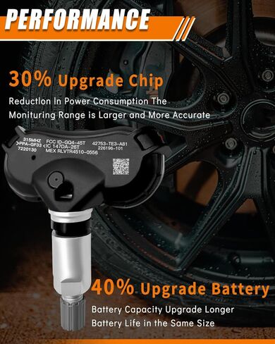 نظام مراقبة ضغط الإطارات بمستشعر TPMS 315 ميجاهرتز مبرمج مسبقًا لـ: -Honda Civic 2008-2013، CR-Z، Element، Fit، Insight، Odyssey 2011-2016، استبدال # 42753TR3A81 (4 عبوات) in Kuwait
