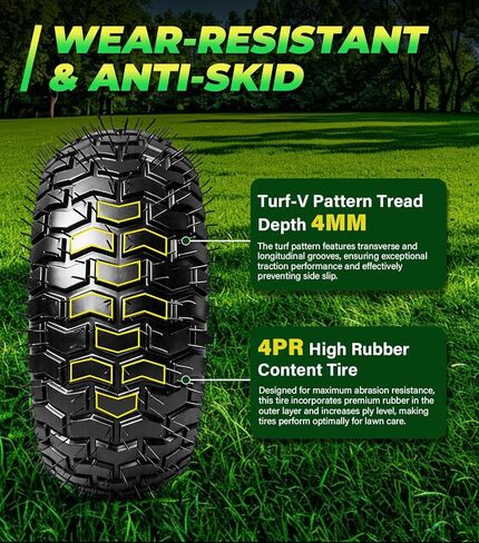 قطعتان 15x6.00-6 بدون أنبوب 4 طبقات من الإطارات الأمامية والعجلات لجزازة العشب، بديل لجزازات ركوب الخيل من Craftsman® John Deere Cub Cadet وجرارات العشب، سعة 570 رطل، محور إزاحة 3 بوصة، محمل 3/4 بوصة in Kuwait