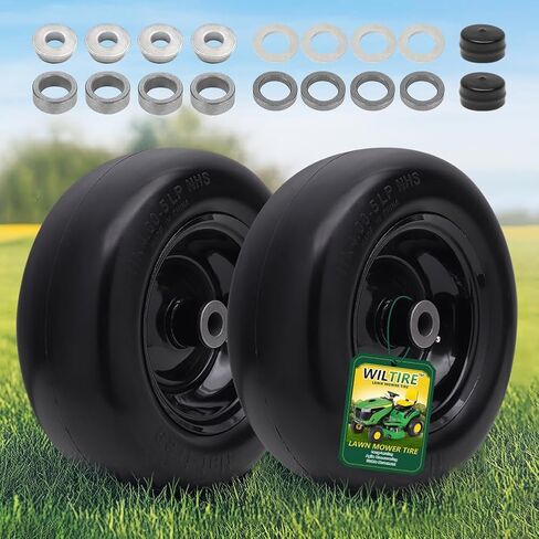 15x6.00-6 مجموعة إطارات وعجلات بدون أنبوب (عبوتان)، إطارات أمامية بديلة لجزازة العشب، متوافقة مع جزازات الركوب وجرار العشب، محور مركزي 3 بوصات وبطانات 3/4 بوصة (أصفر) in Kuwait