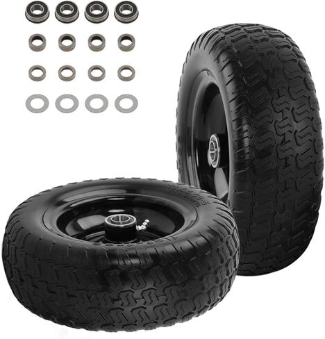 مجموعة إطارات وعجلات مسطحة مقاس 11x4.00-5 من HQPASFY، محمل 3/4 بوصة مع محامل إضافية 5/8 بوصة، محور مركزي 3 بوصة، يتضمن البطانات والفواصل، قطعتان in Kuwait