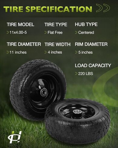 مجموعة إطارات وعجلات مسطحة مقاس 11x4.00-5 من HQPASFY، محمل 3/4 بوصة مع محامل إضافية 5/8 بوصة، محور مركزي 3 بوصة، يتضمن البطانات والفواصل، قطعتان in Kuwait