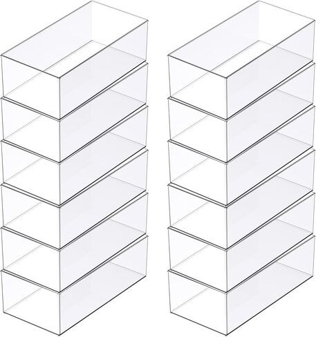 Simply Tidy Clear Stacking Storage Bins – 12" x 6" Slim Plastic Organizer Containers for Craft, Office & Home Use, Stackable Design, 12 Pack in Saudi Arabia
